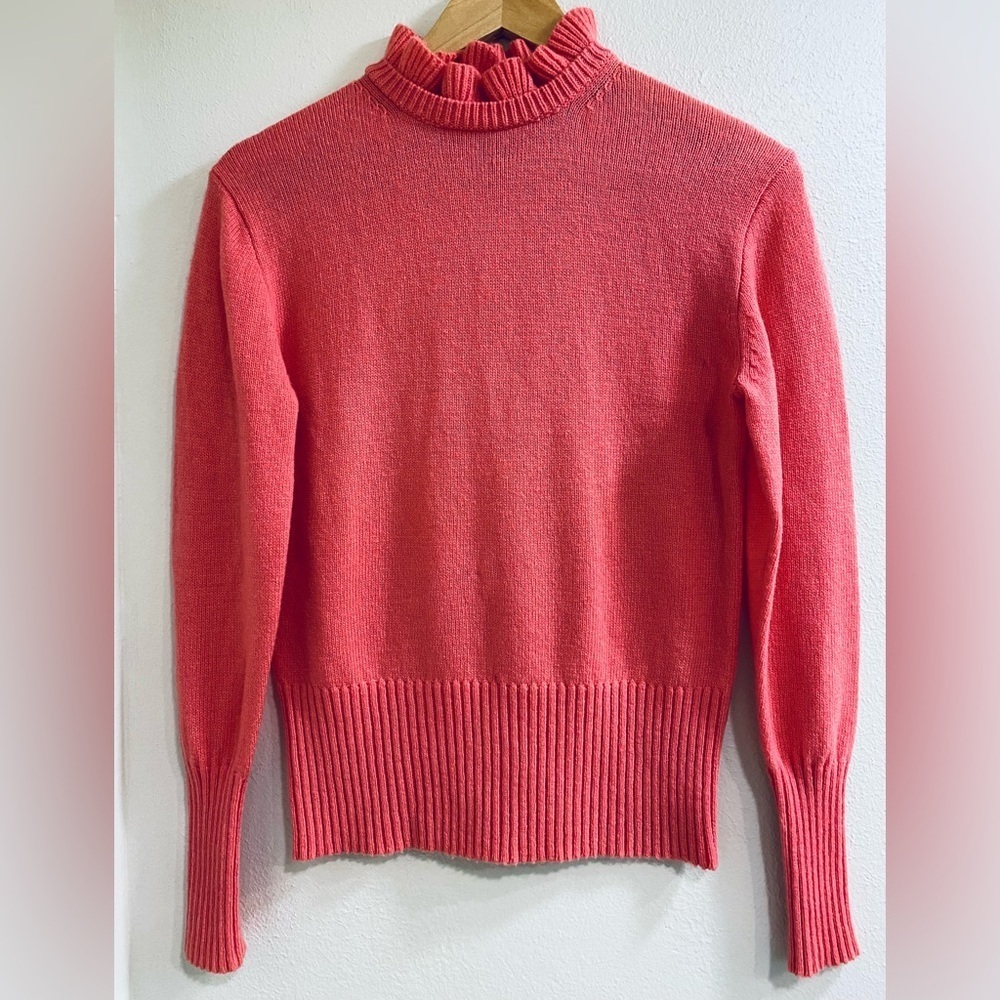J. Crew Women's Pink Ruffle Neck Sweater XS - Picture 3 of 7